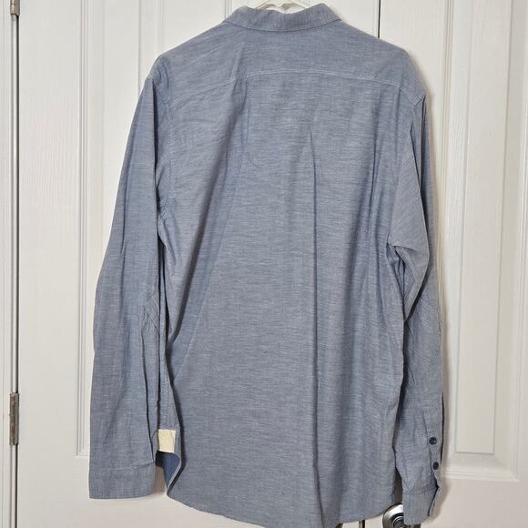 Folk Mens Button Up Shirt Blue Long Sleeve Elbow Patch NEW 6 XXL Business Casual - Picture 7 of 12
